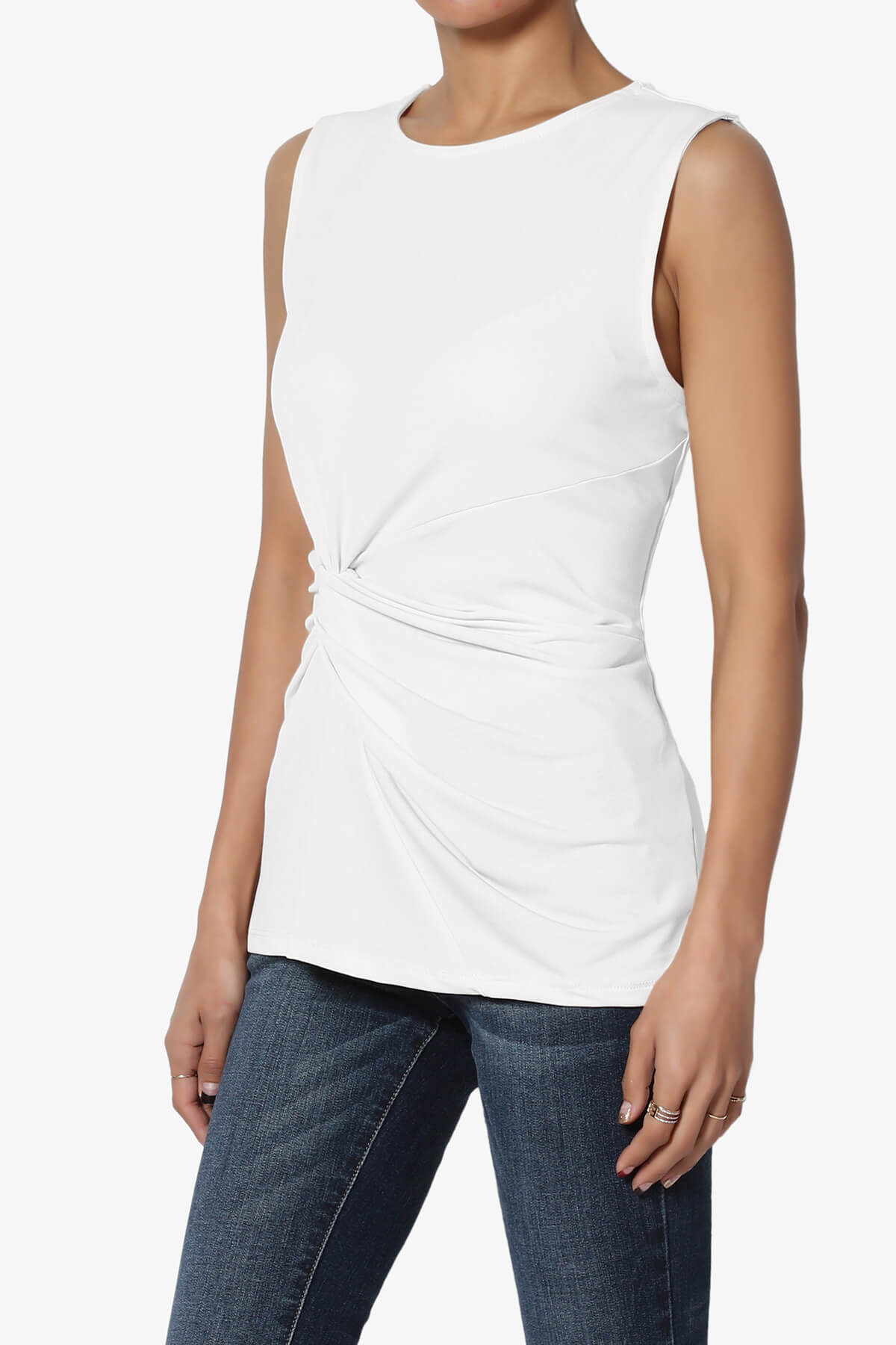 Qutie Knot Front Tank Top IVORY_3