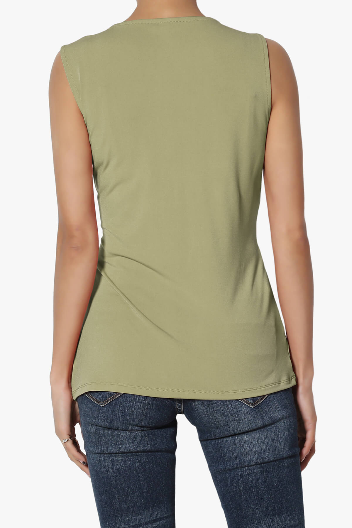 Qutie Knot Front Tank Top KHAKI GREEN_2