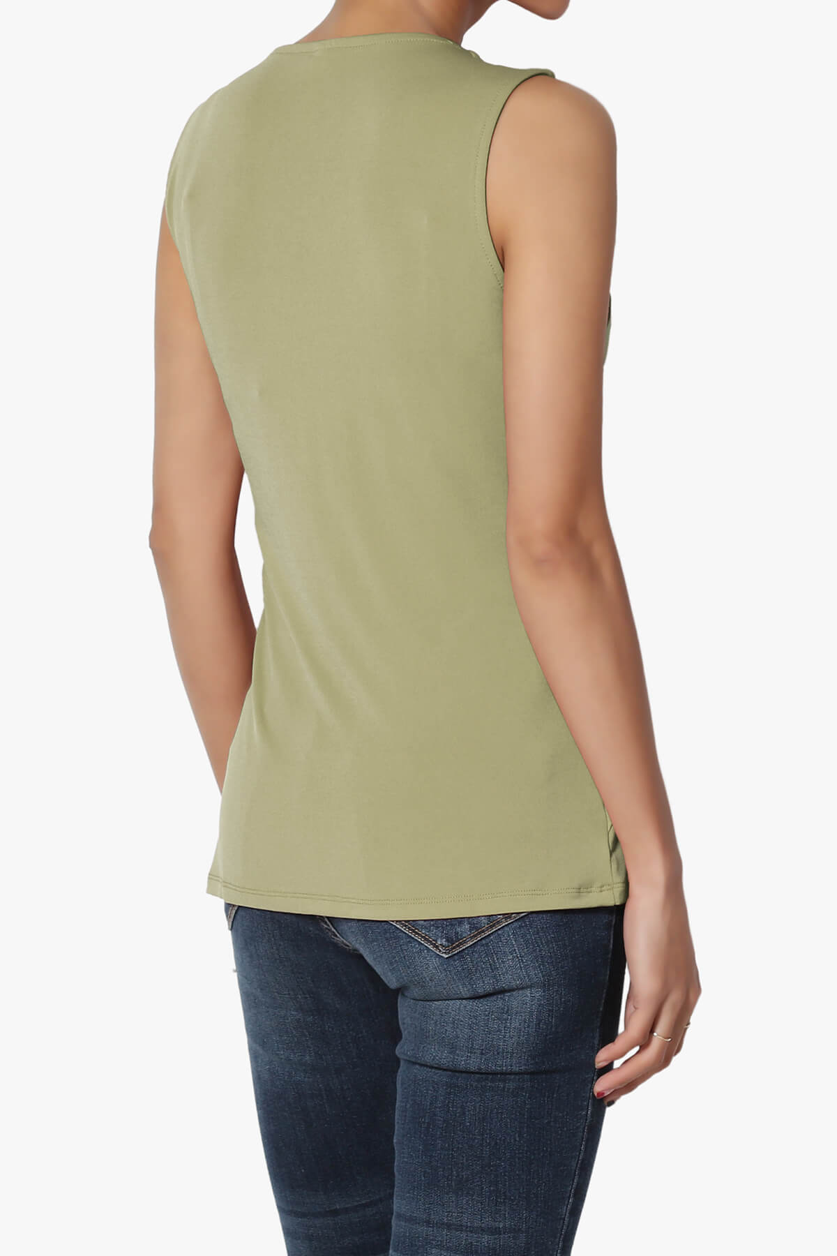 Qutie Knot Front Tank Top KHAKI GREEN_4