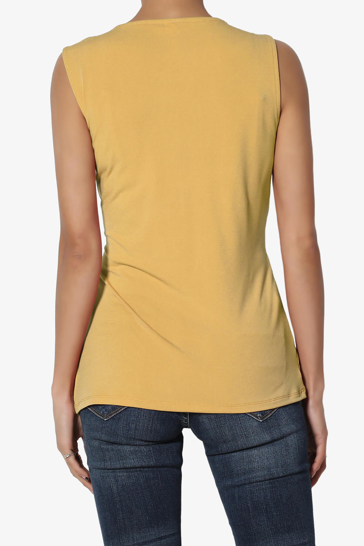 Qutie Knot Front Tank Top LIGHT MUSTARD_2