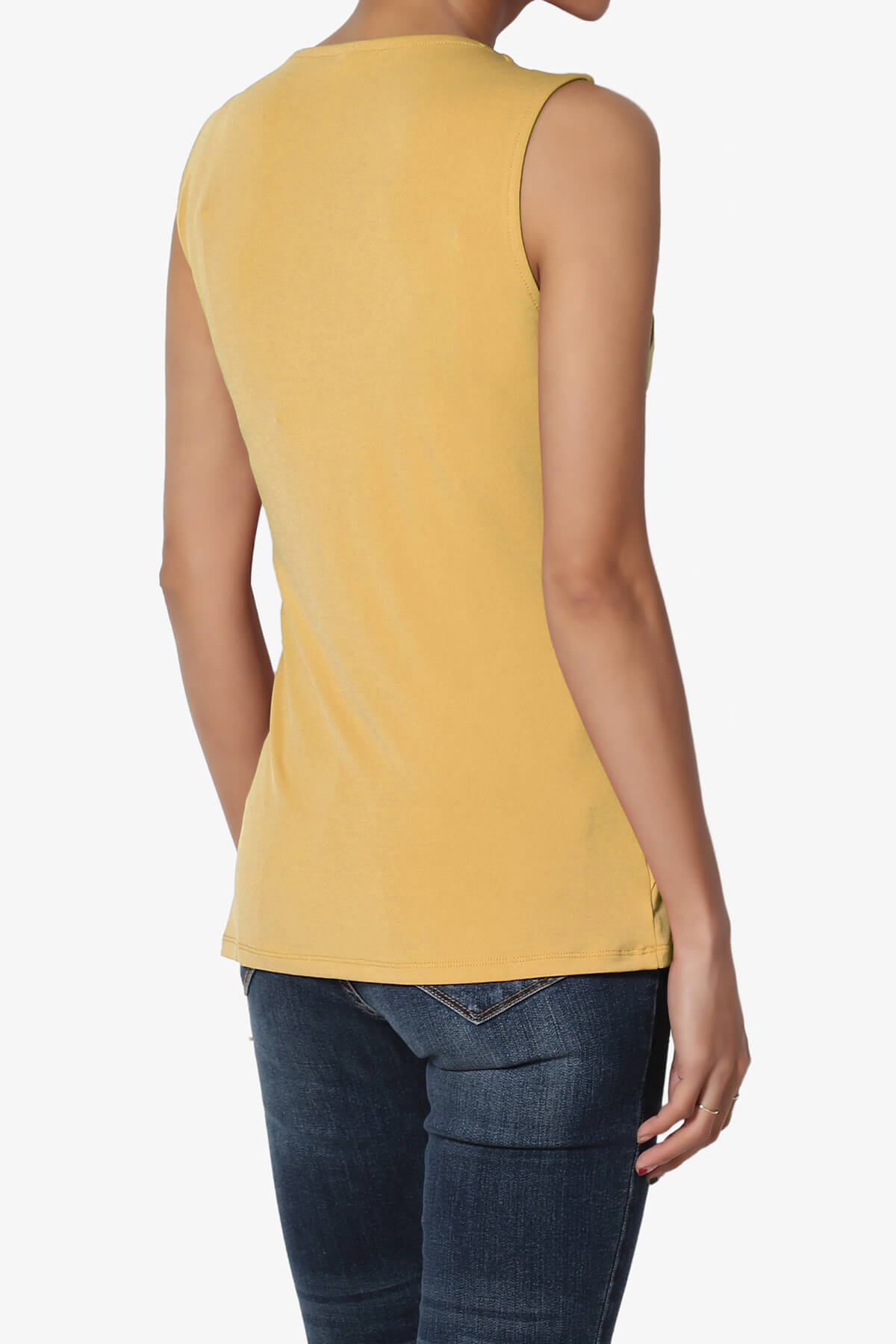 Qutie Knot Front Tank Top LIGHT MUSTARD_4