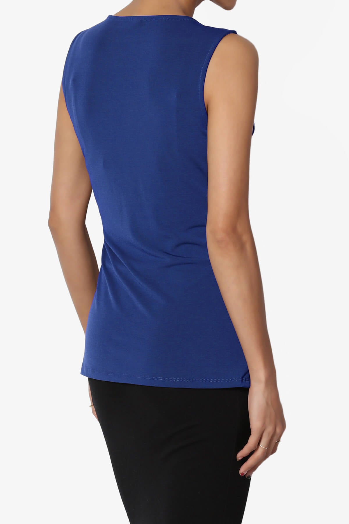 Qutie Knot Front Tank Top MID NAVY_4