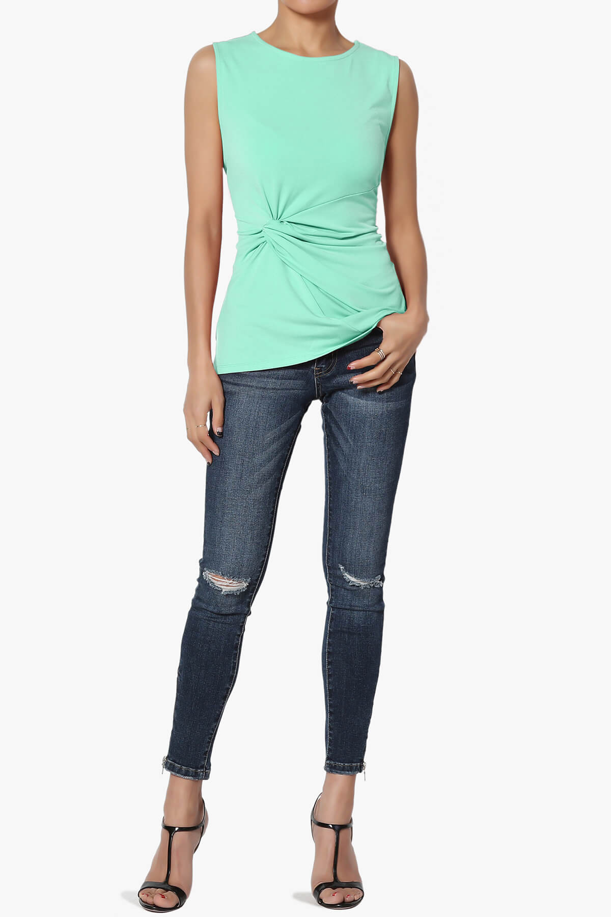 Qutie Knot Front Tank Top MINT_6