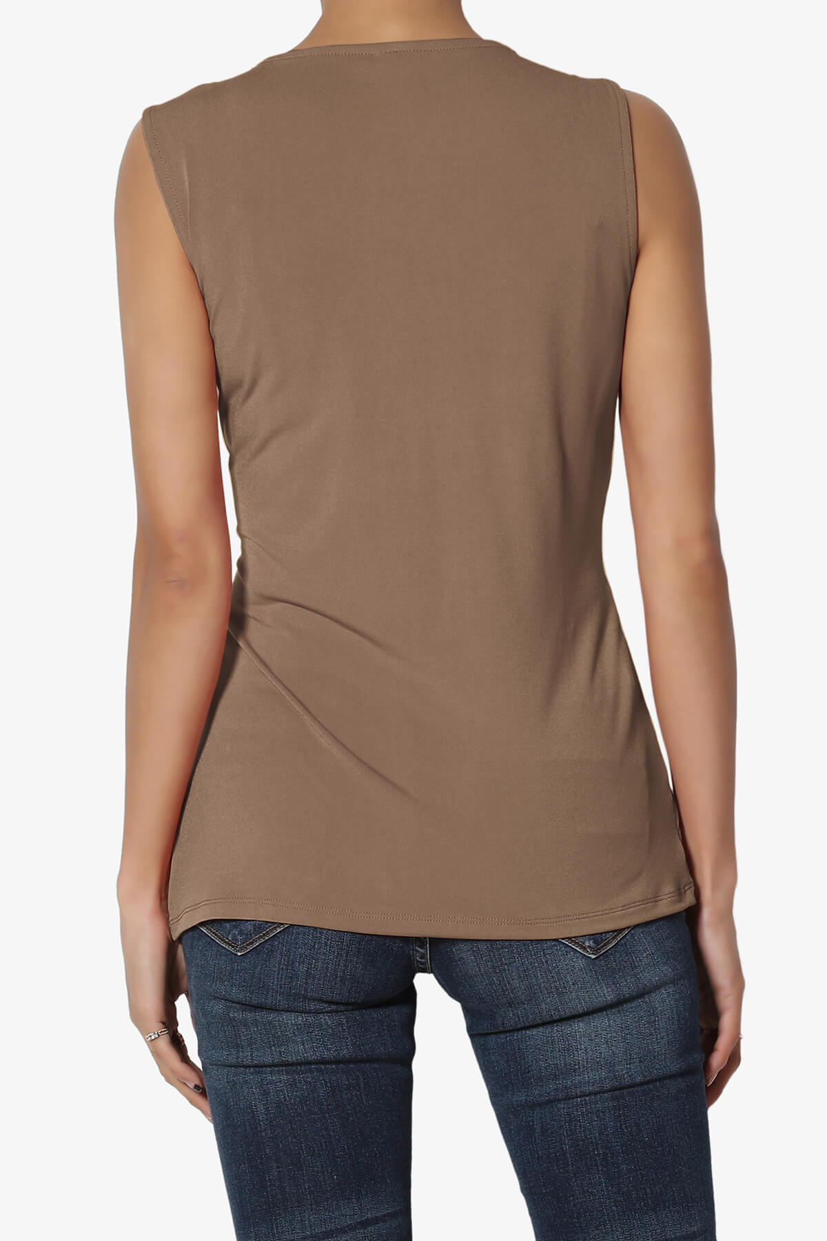 Qutie Knot Front Tank Top MOCHA_2