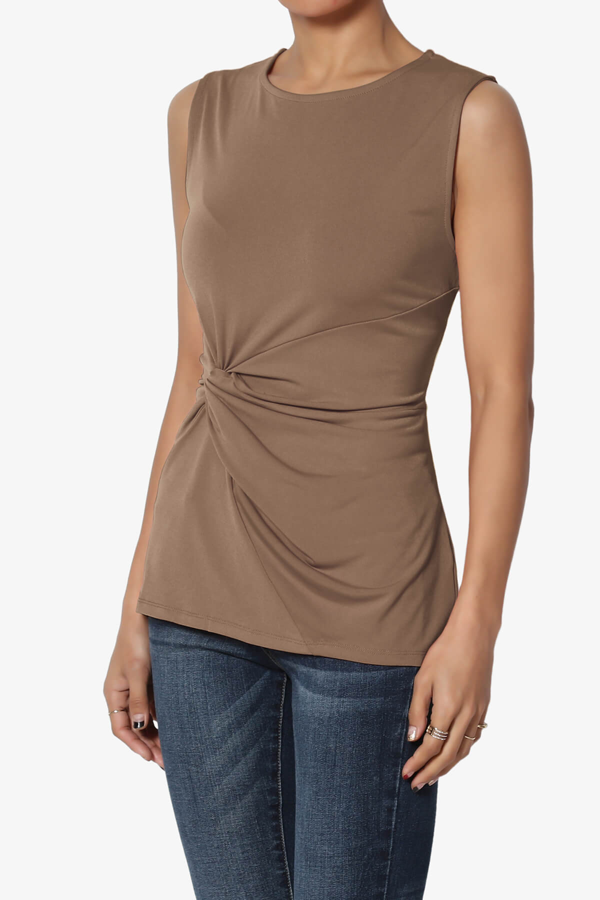 Qutie Knot Front Tank Top MOCHA_3