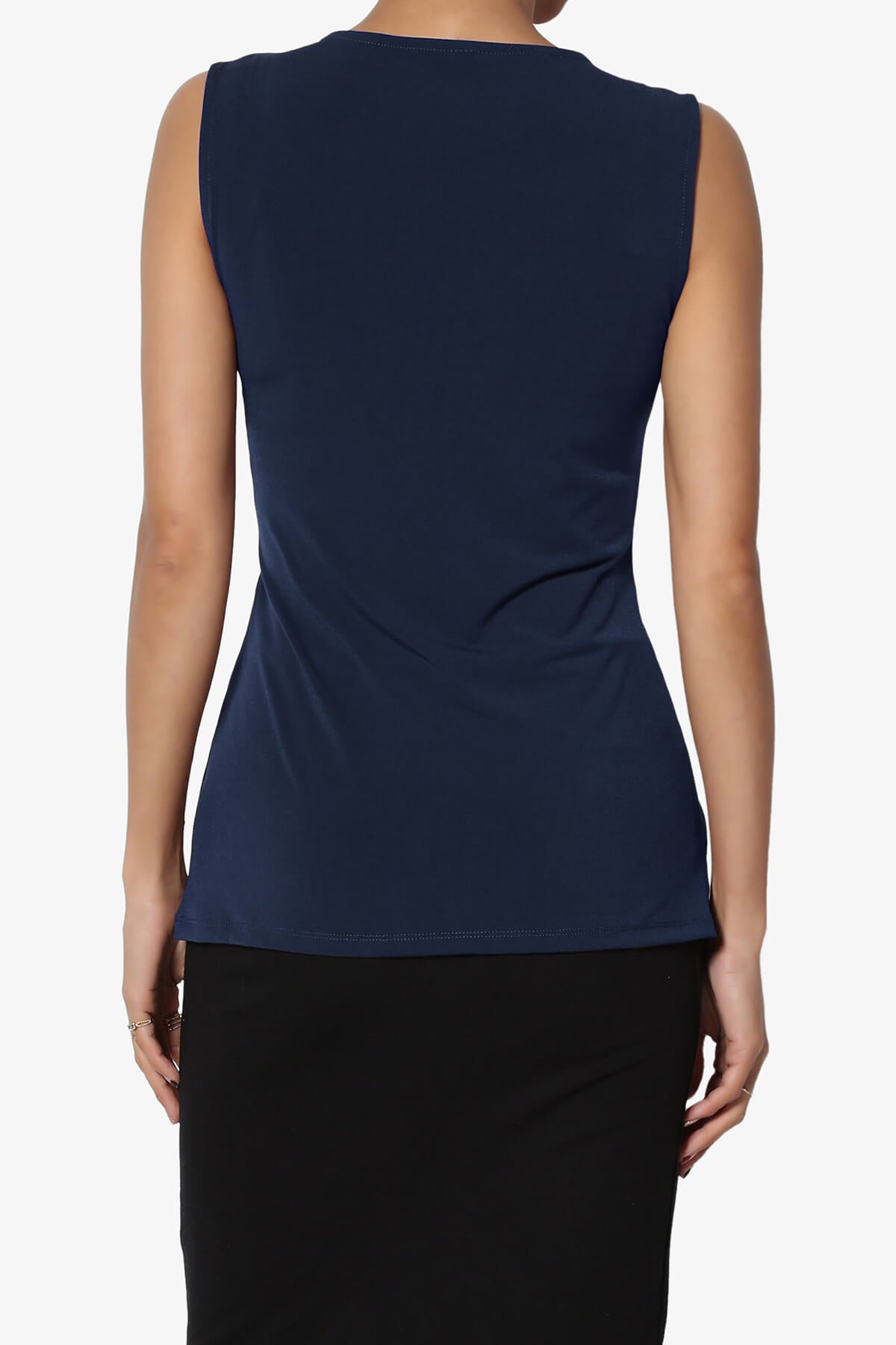 Qutie Knot Front Tank Top NAVY_2