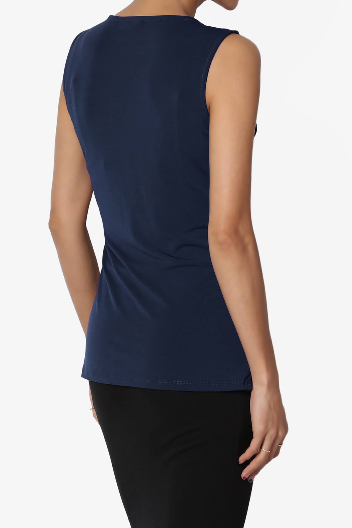 Qutie Knot Front Tank Top NAVY_4