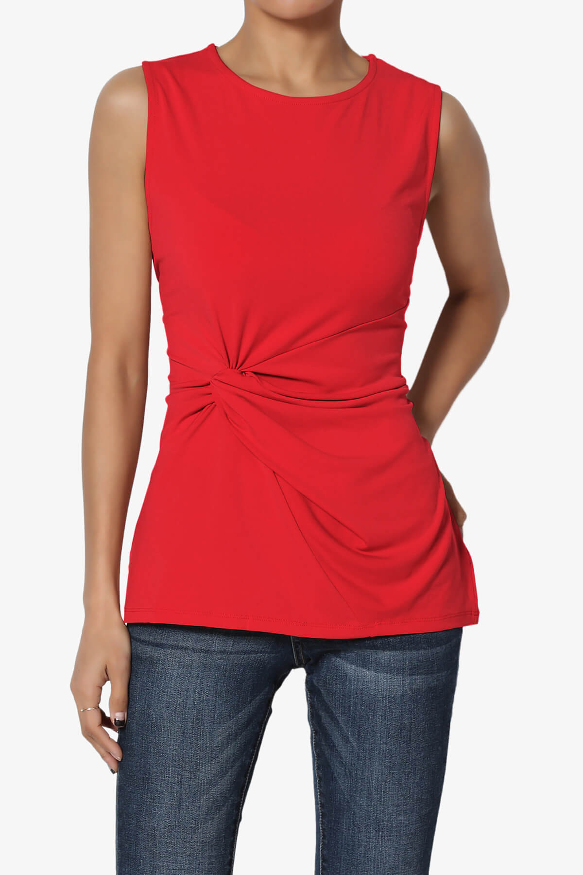 Qutie Knot Front Tank Top RED_1