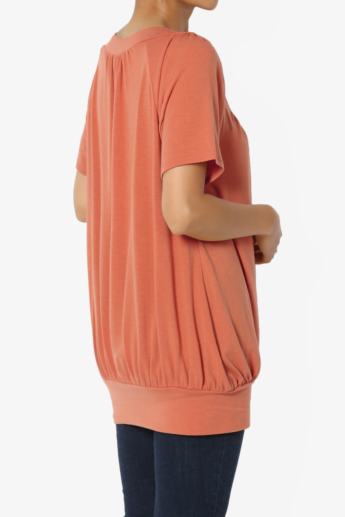 Rezume Shirred V-Neck Blouson Top ASH COPPER_4