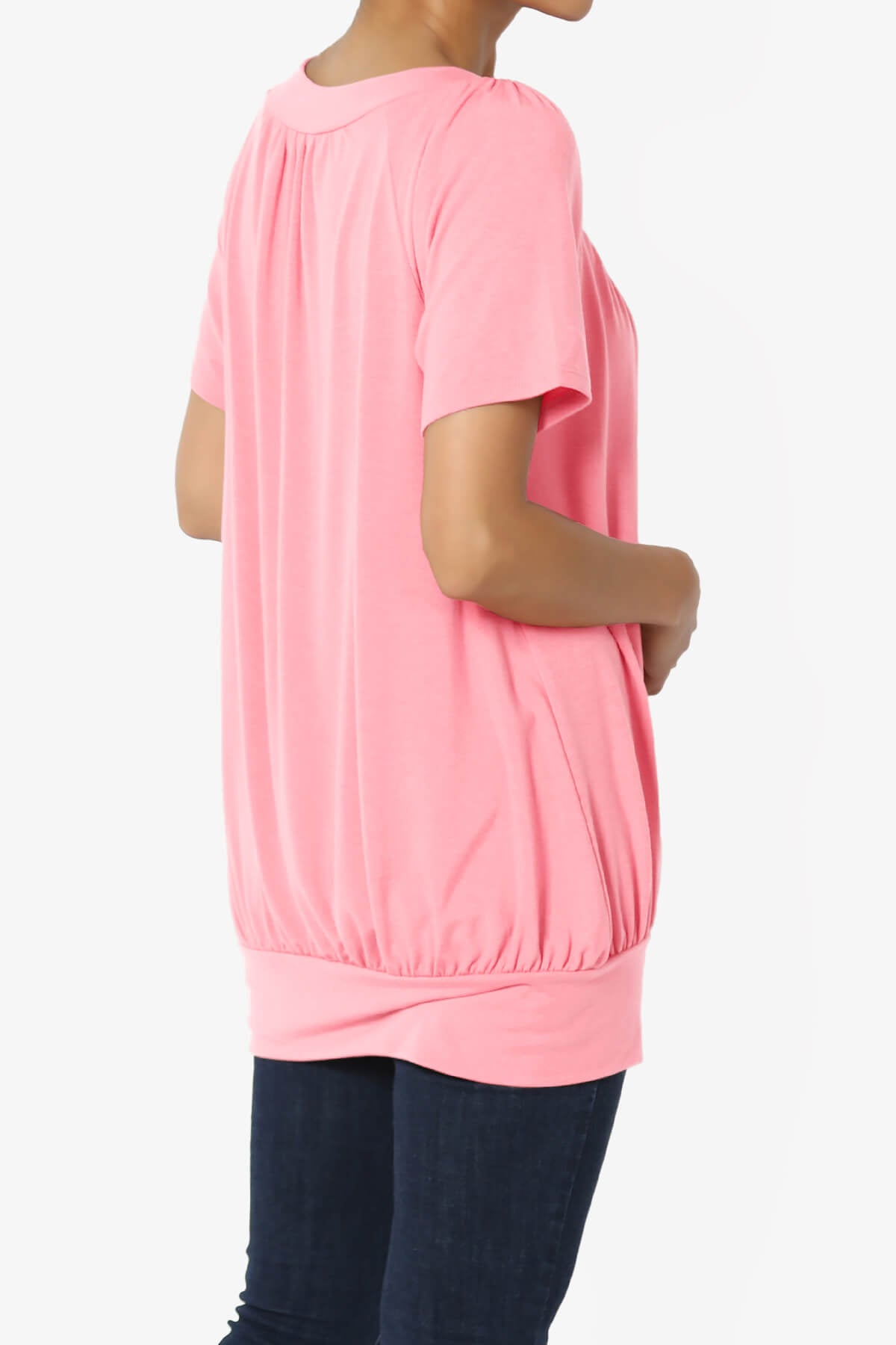 Rezume Shirred V-Neck Blouson Top BRIGHT PINK_4