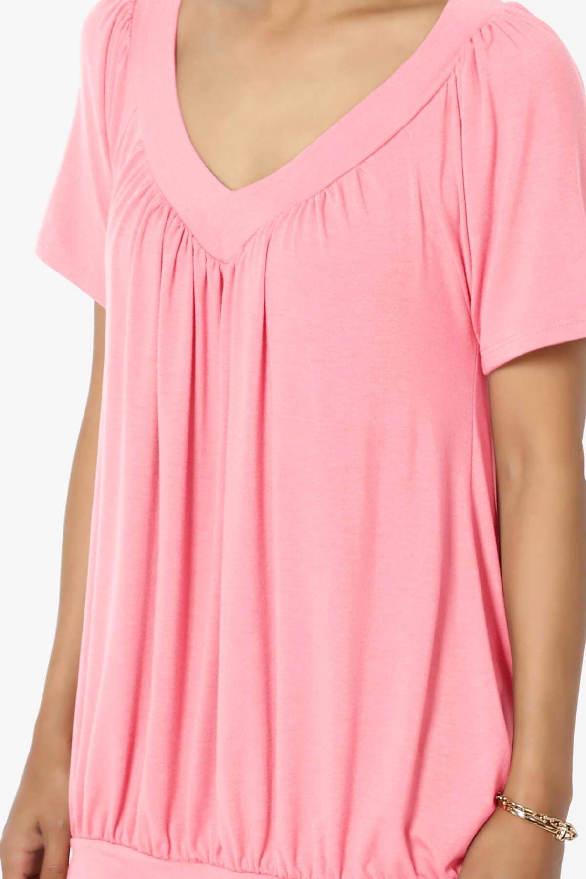 Rezume Shirred V-Neck Blouson Top BRIGHT PINK_5
