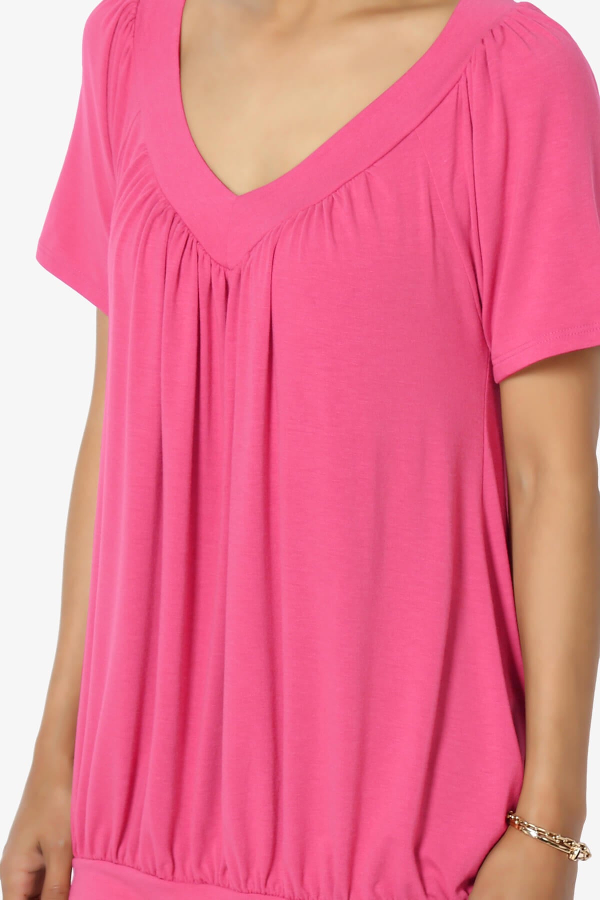 Rezume Shirred V-Neck Blouson Top FUCHSIA_5