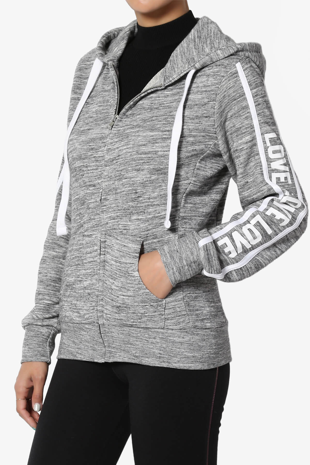 Shawnee Love Zip-Up Hoodie Jacket HEATHER GREY_3