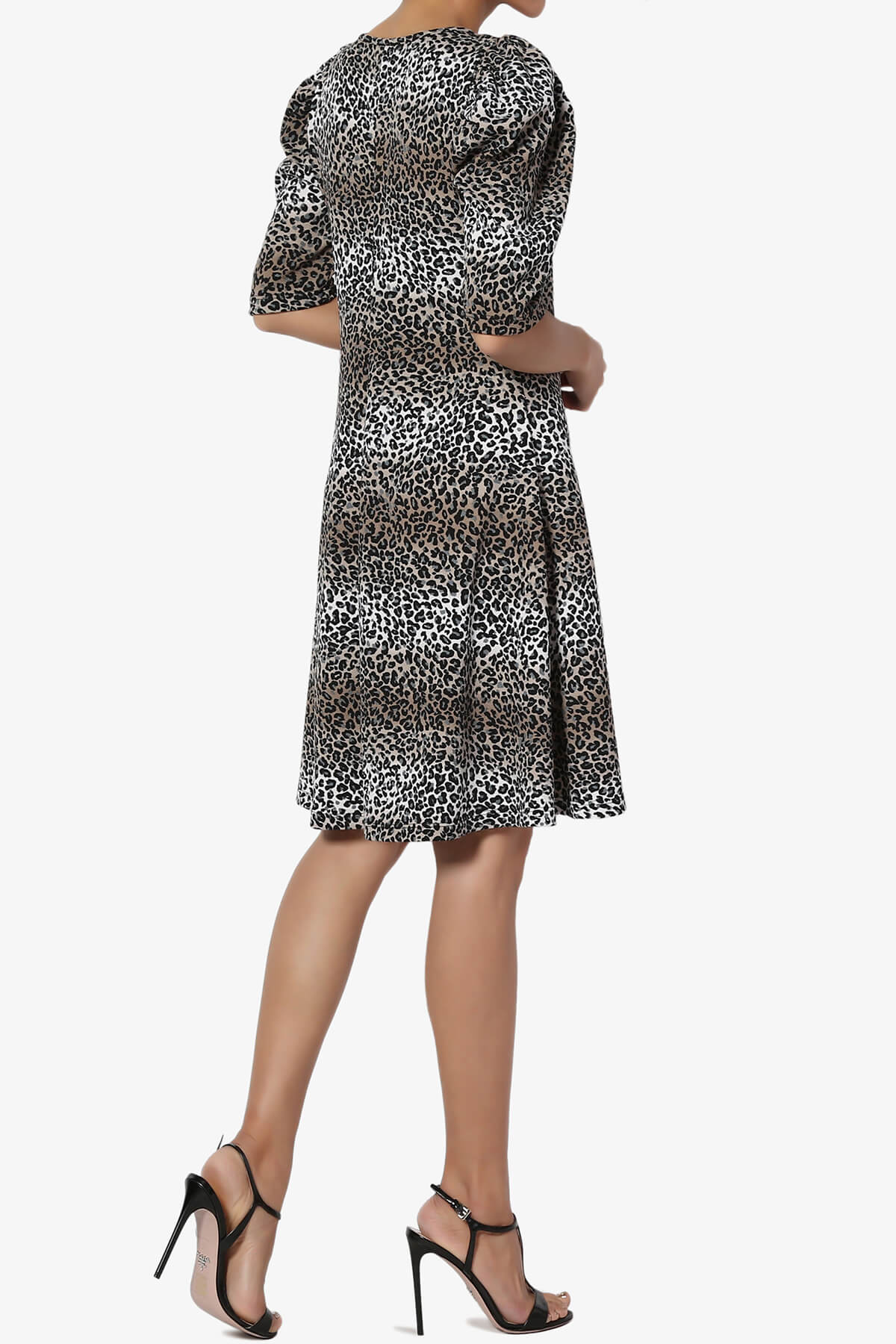 Johnny Puff Sleeve Animal Print Dress BLACK_4