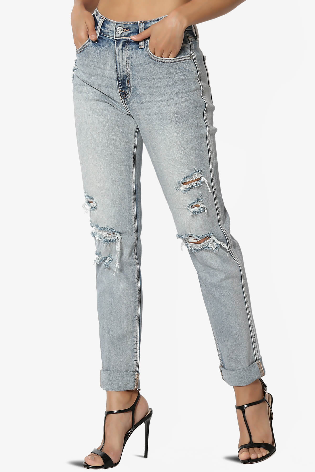 Rocky High Rise Distressed Boyfriend Jeans Supernova LIGHT_3