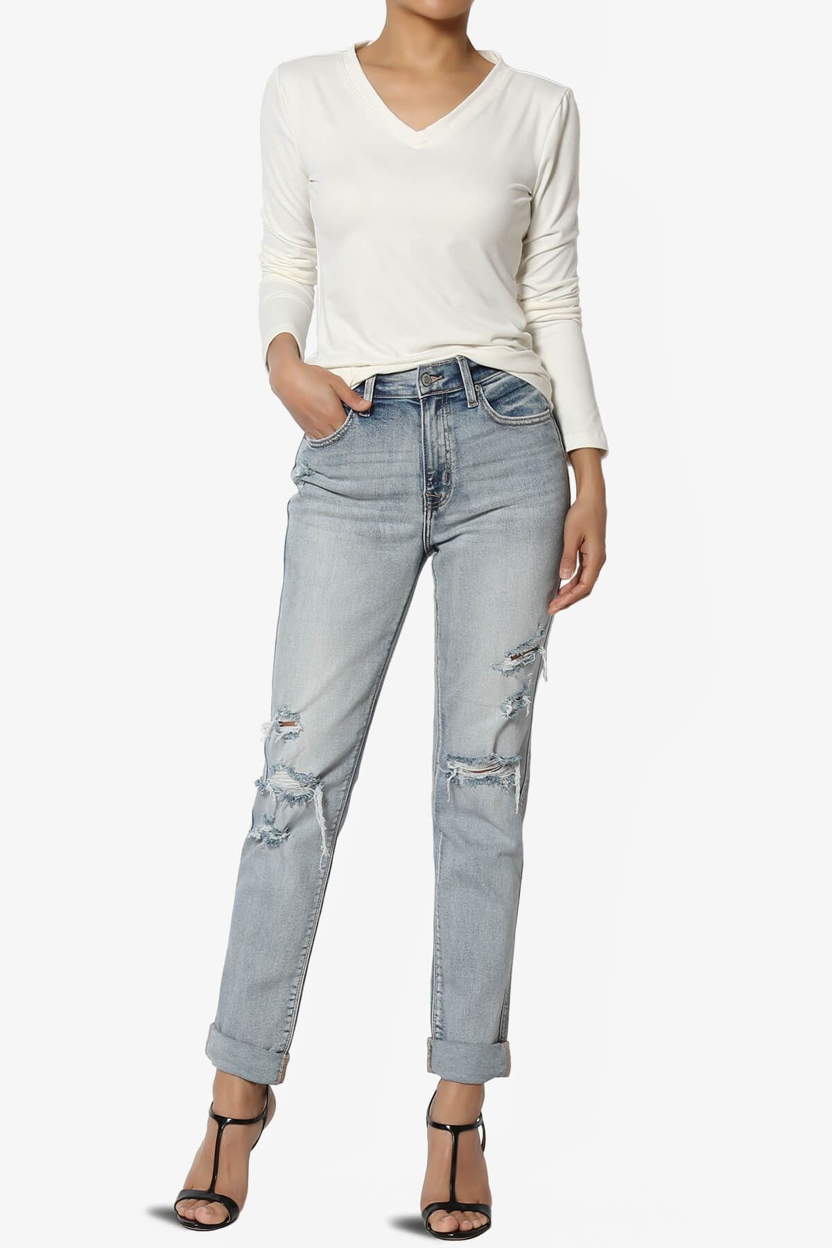 Rocky High Rise Distressed Boyfriend Jeans Supernova LIGHT_6