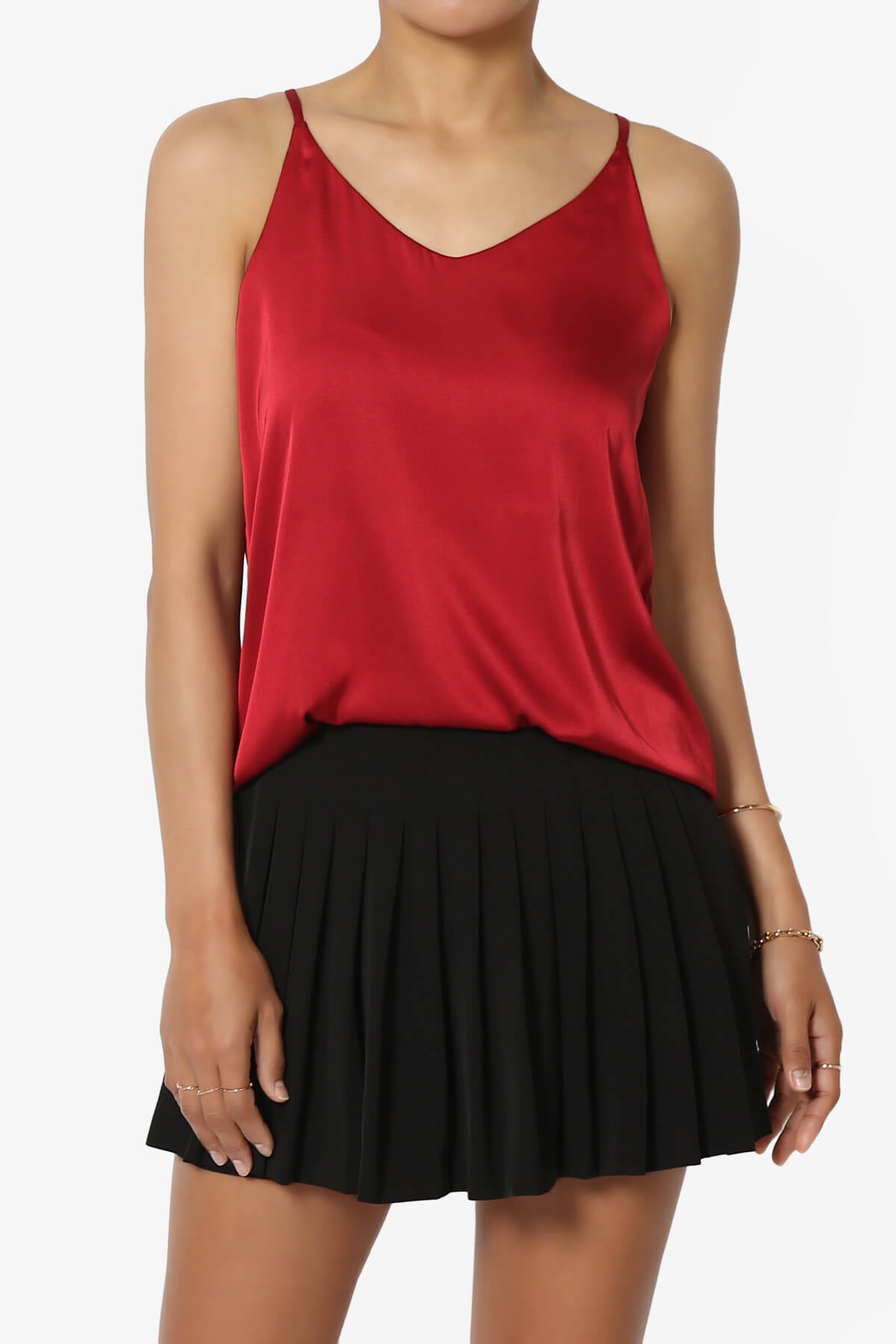 Rozlyn Silky Satin Camisole Top BURGUNDY_1