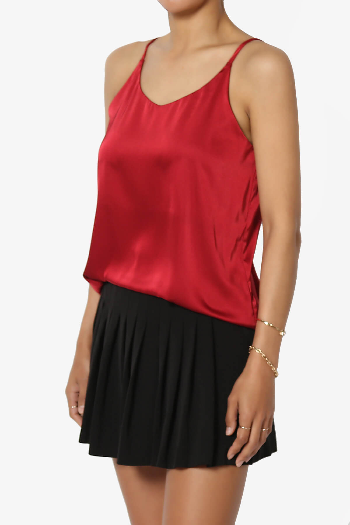 Rozlyn Silky Satin Camisole Top BURGUNDY_3