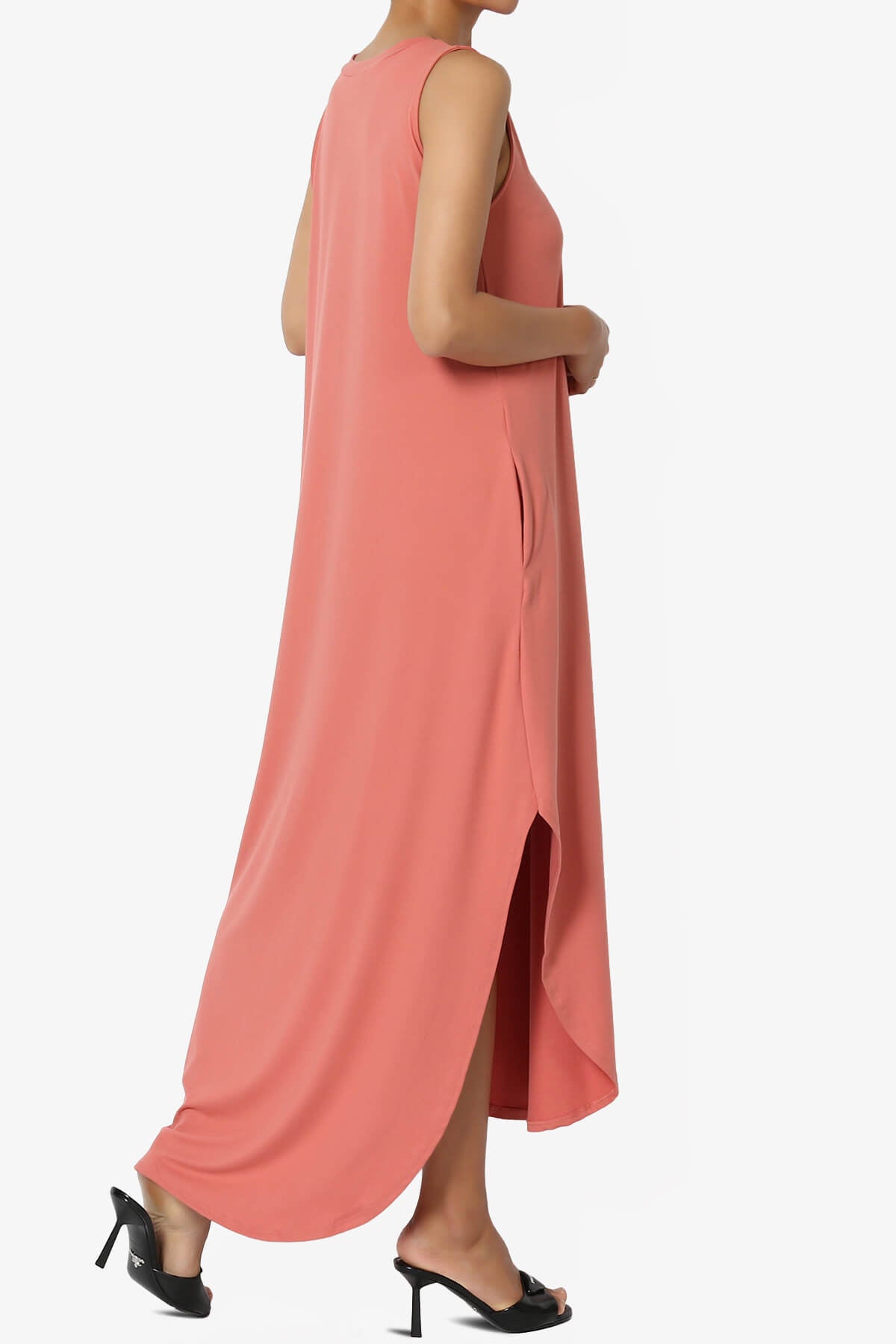 Rozlyn Sleeveless Slit Maxi Dress ASH ROSE_4