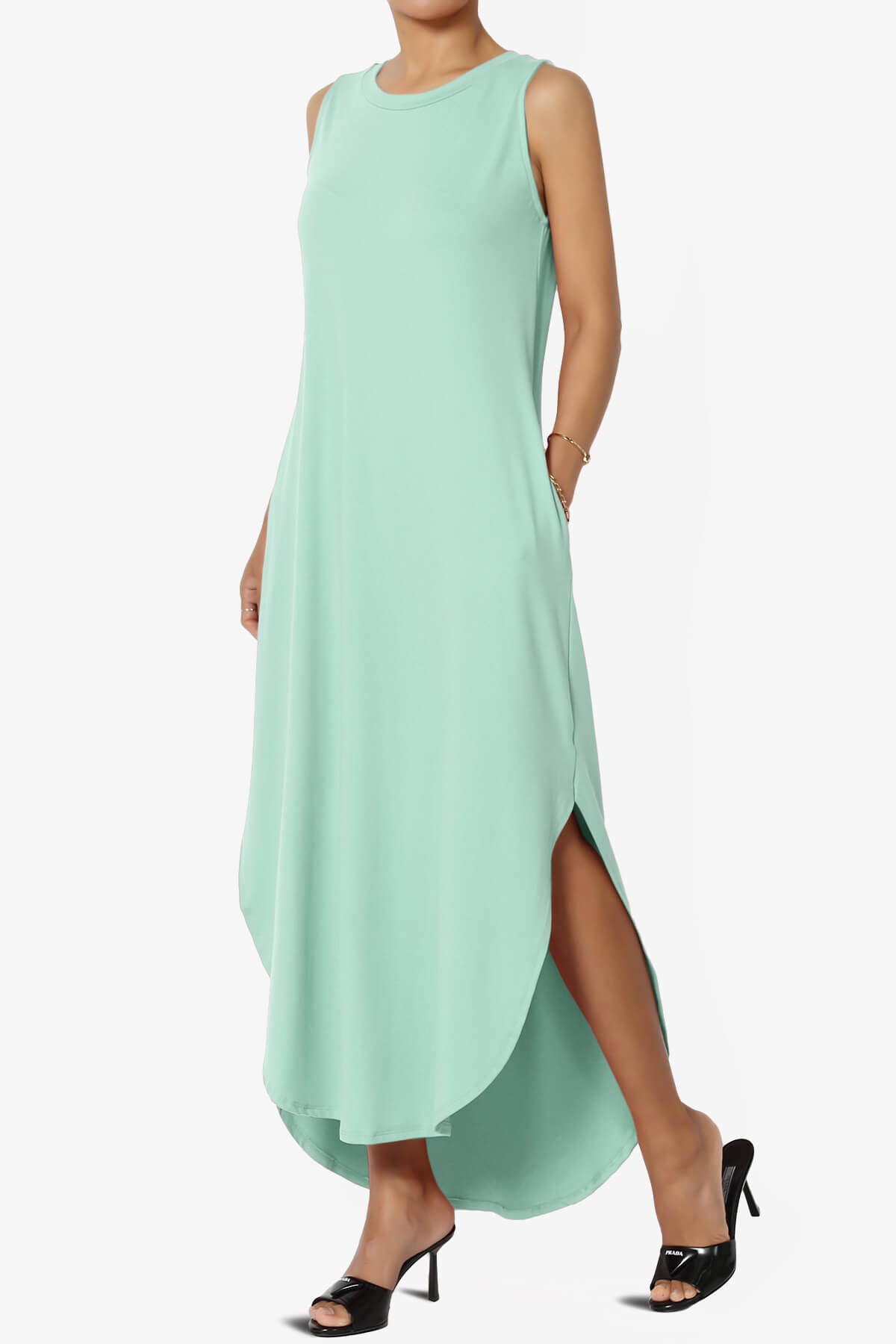 Rozlyn Sleeveless Slit Maxi Dress LIGHT GREEN_3