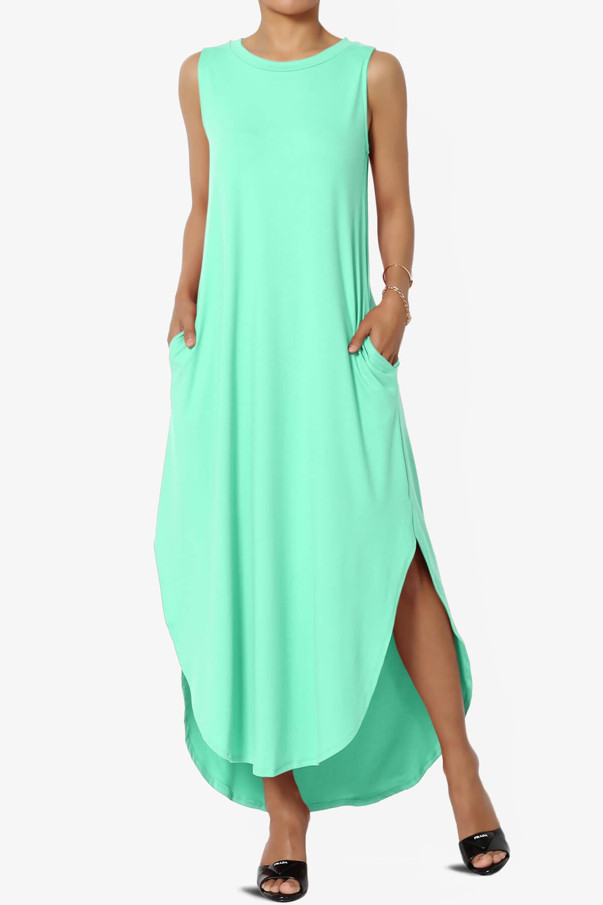 Rozlyn Sleeveless Slit Maxi Dress MINT_1