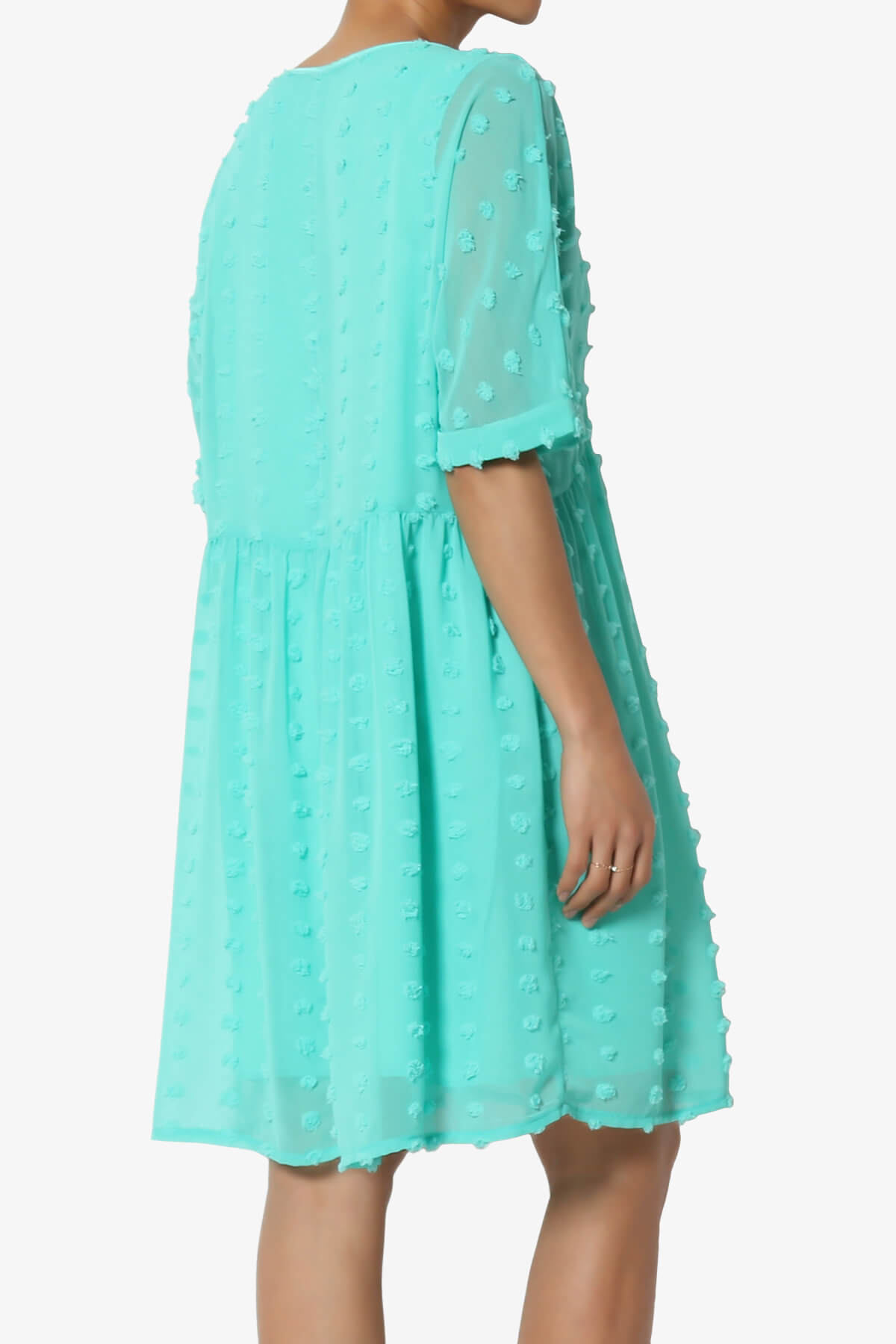 Sandra Swiss Dot Short Sleeve Babydoll Dress MINT_4