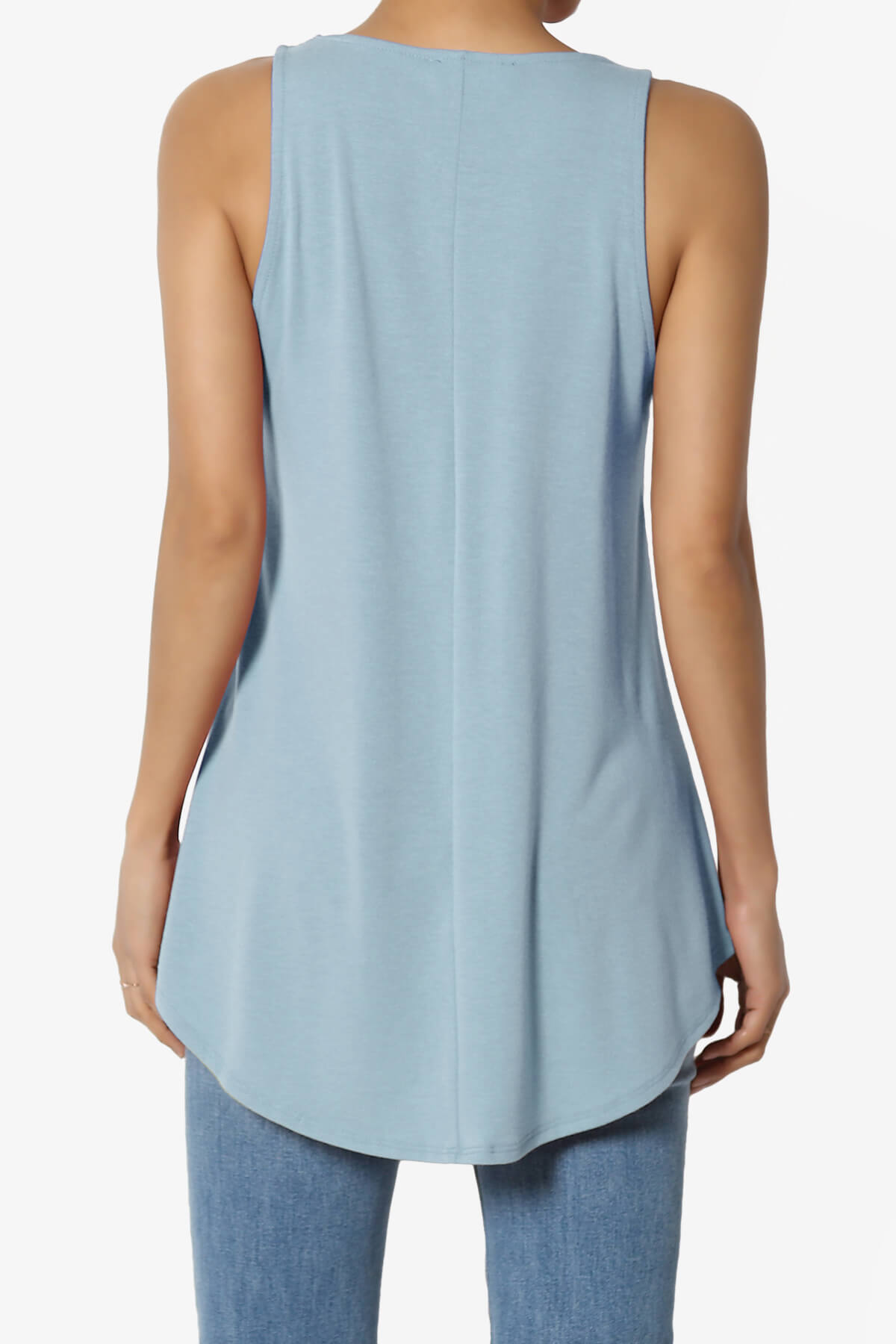 Santo Scoop Neck Loose Fit Tank Top ASH BLUE_2