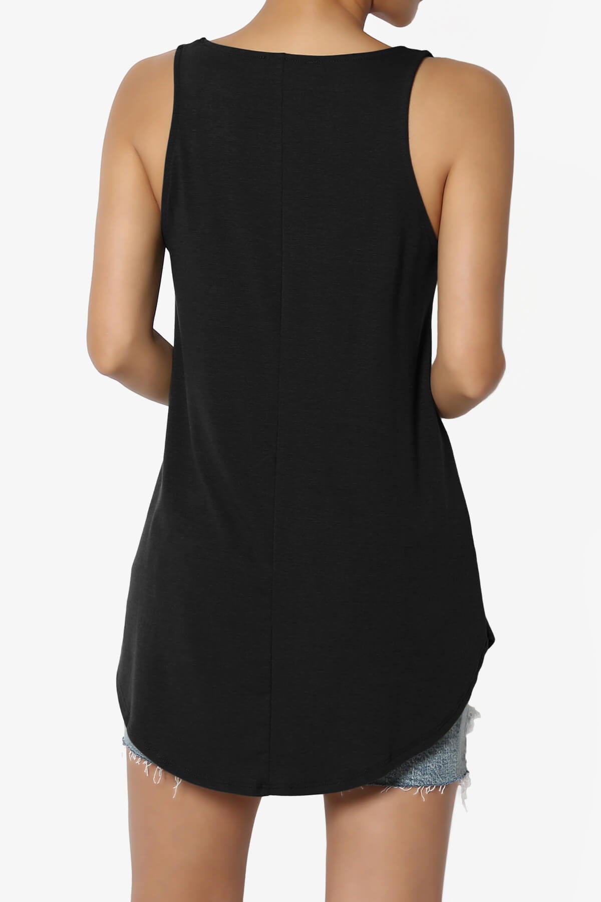 Santo Scoop Neck Loose Fit Tank Top BLACK_2