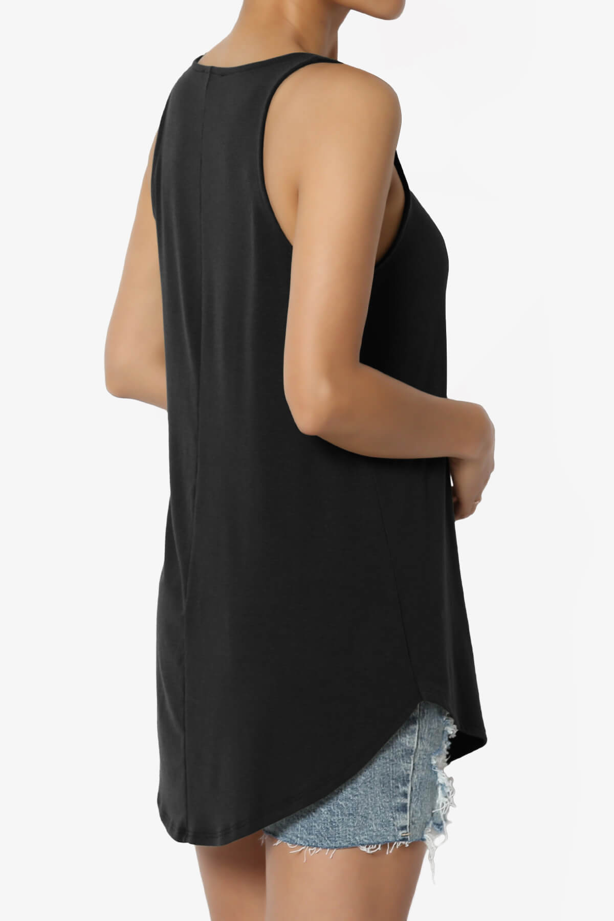 Santo Scoop Neck Loose Fit Tank Top BLACK_4