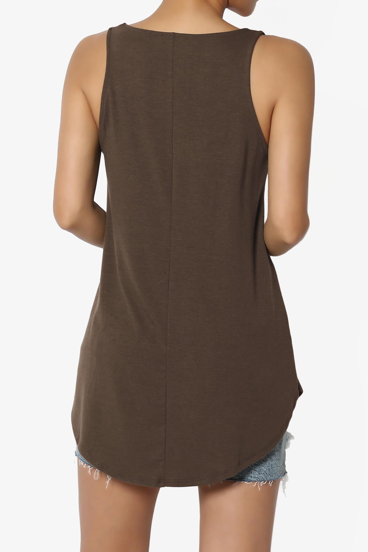 Santo Scoop Neck Loose Fit Tank Top BROWN_2
