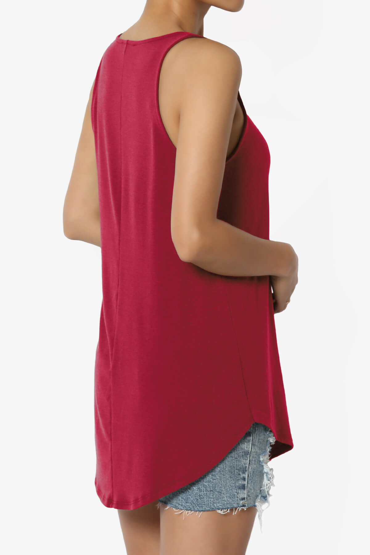 Santo Scoop Neck Loose Fit Tank Top BURGUNDY_4
