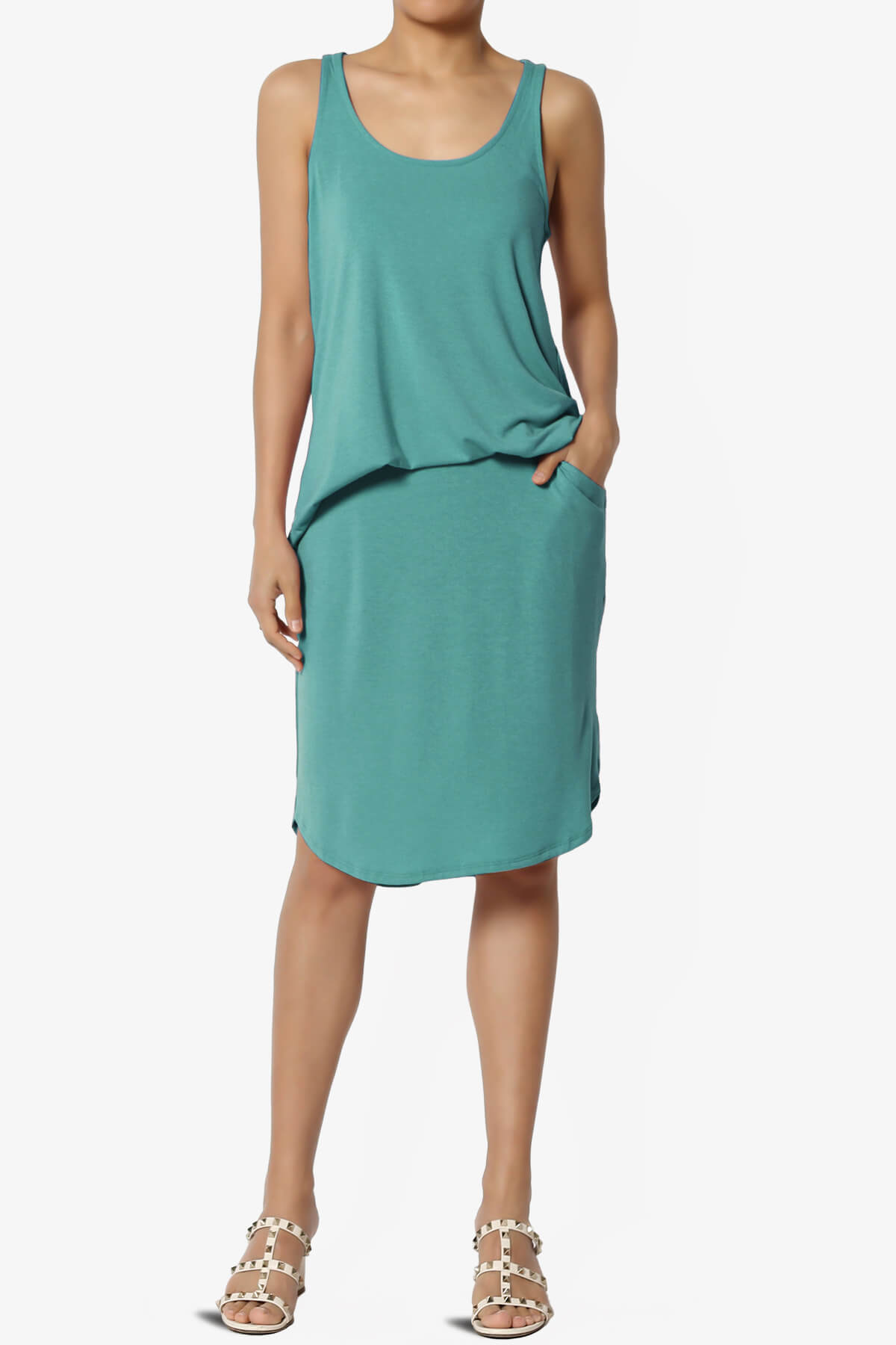 Santo Scoop Neck Loose Fit Tank Top DUSTY TEAL_6