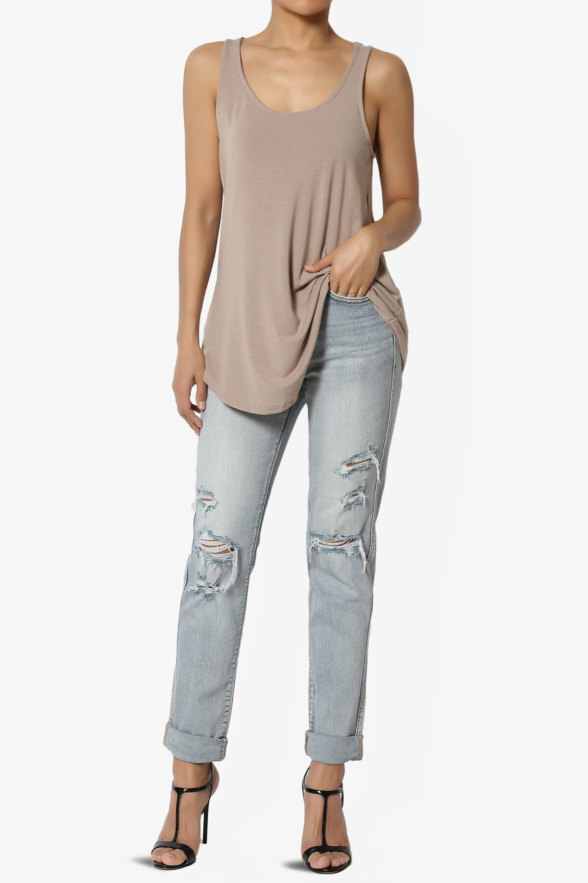 Santo Scoop Neck Loose Fit Tank Top LIGHT MOCHA_6