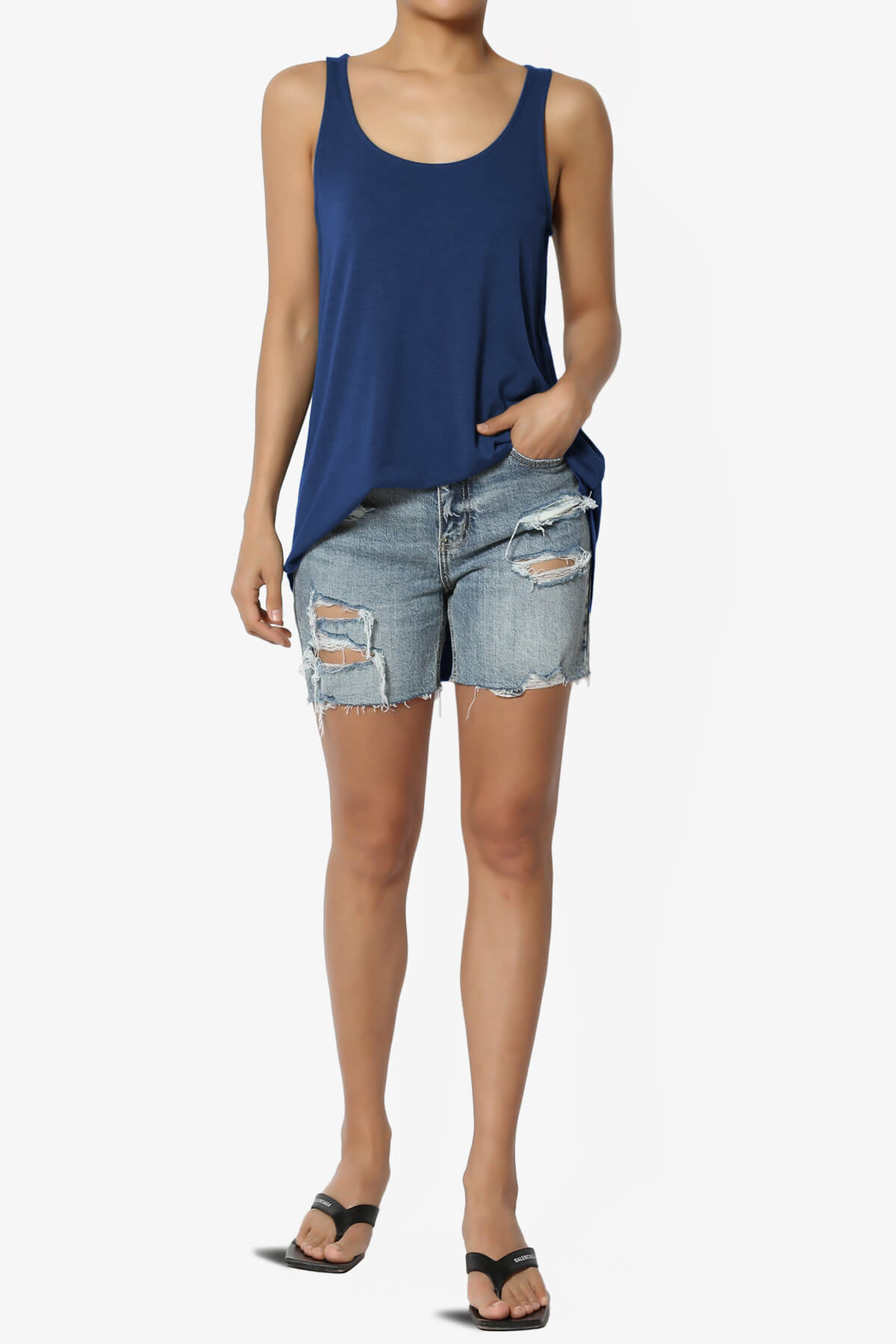 Santo Scoop Neck Loose Fit Tank Top LIGHT NAVY_6