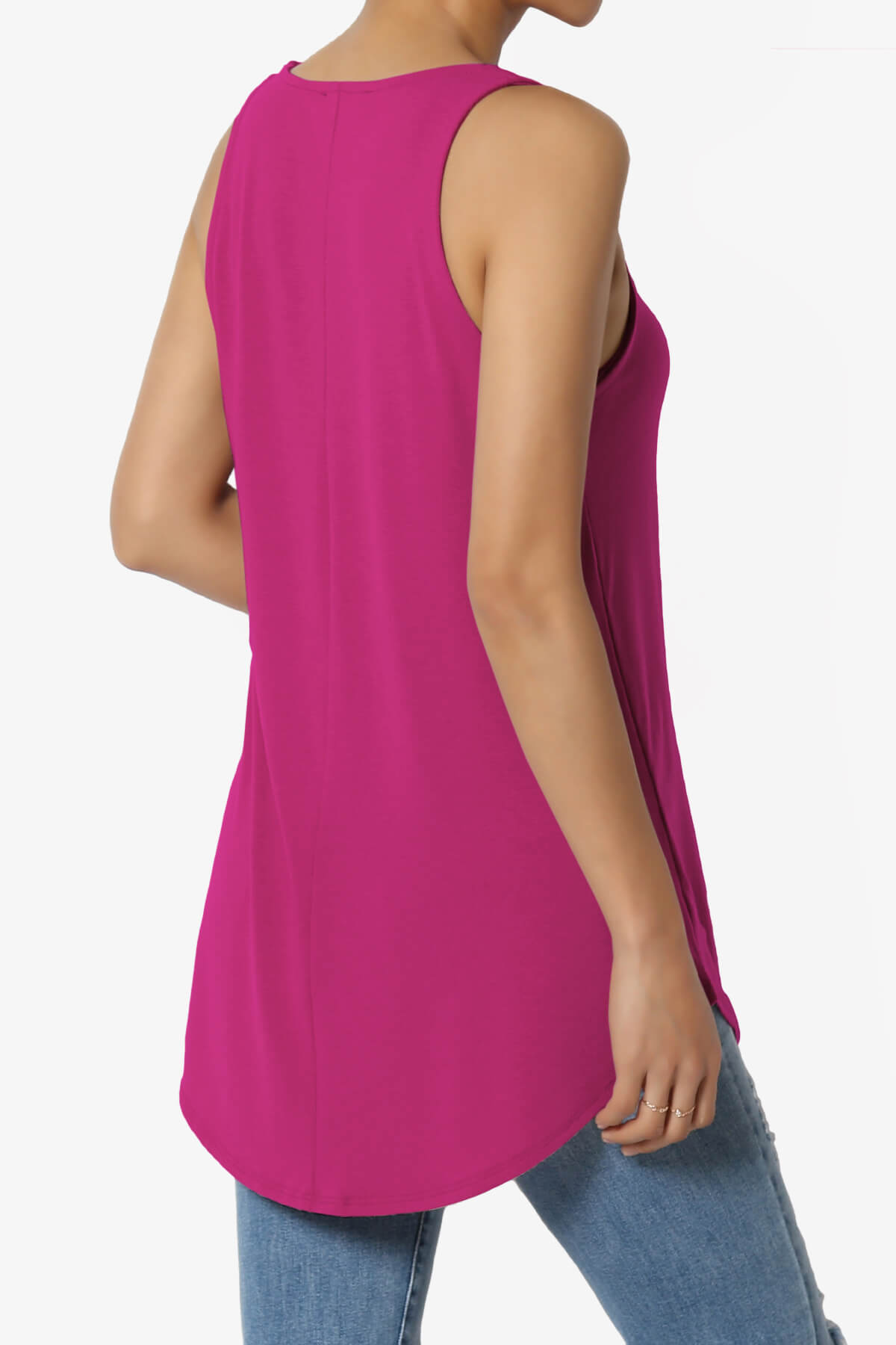 Santo Scoop Neck Loose Fit Tank Top MAGENTA_4