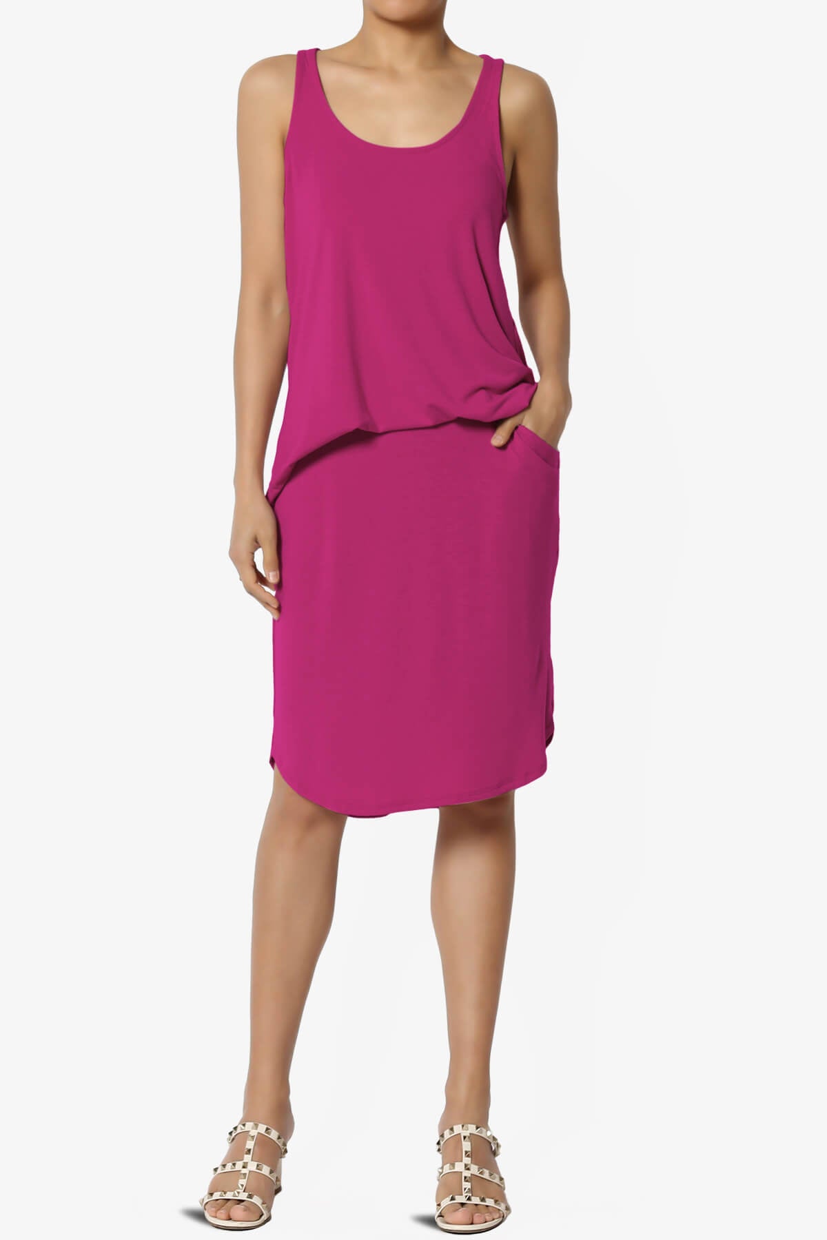 Santo Scoop Neck Loose Fit Tank Top MAGENTA_6