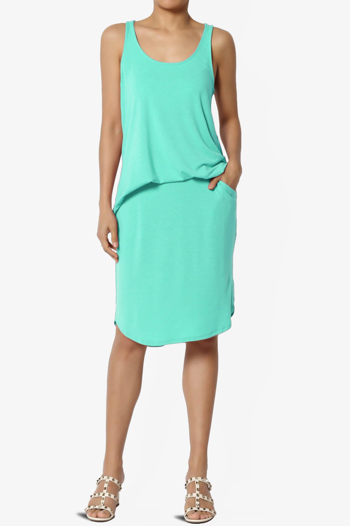 Santo Scoop Neck Loose Fit Tank Top MINT_6