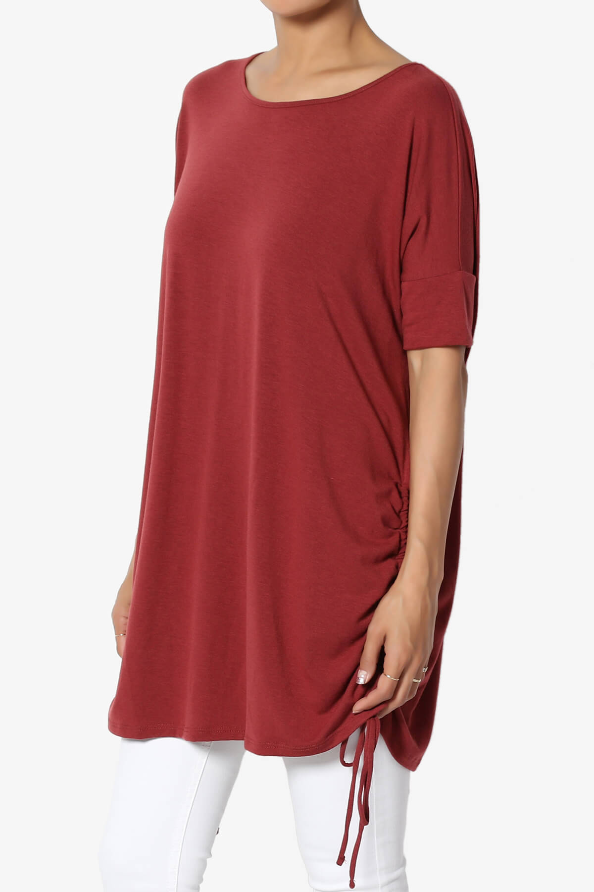 Selenna Jersey Ruched Top BRICK_3