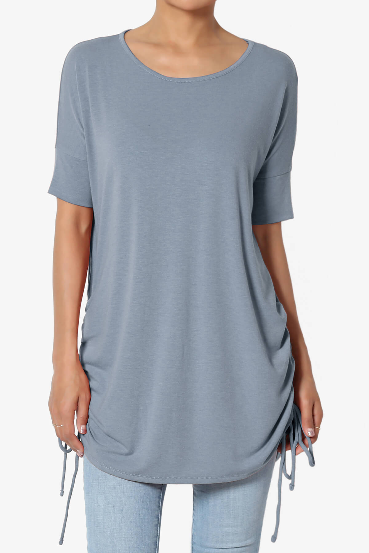 Selenna Jersey Ruched Top CEMENT_1