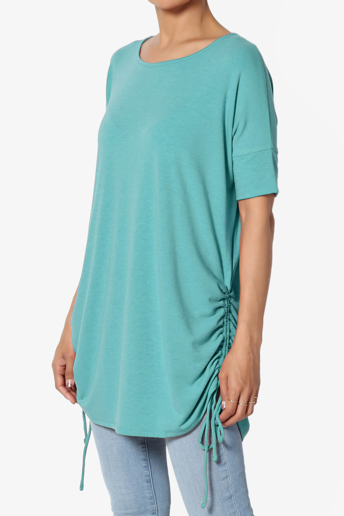 Selenna Jersey Ruched Top DUSTY TEAL_3
