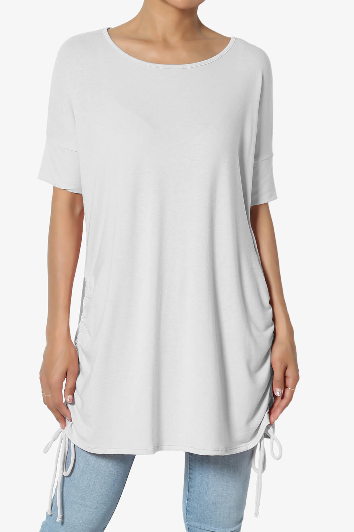 Selenna Jersey Ruched Top LIGHT GREY_1