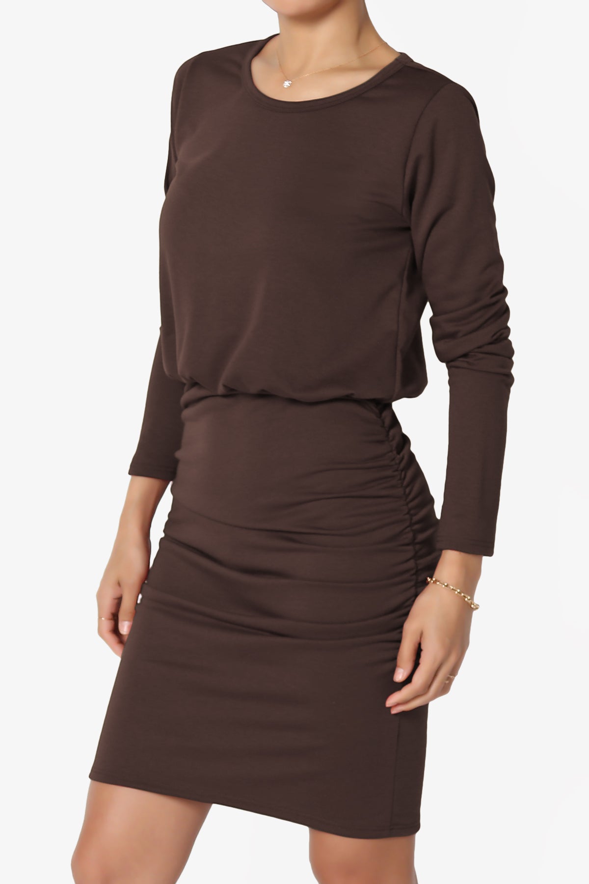 Prowl Ruched Long Sleeve T-Shirt Dress PLUS