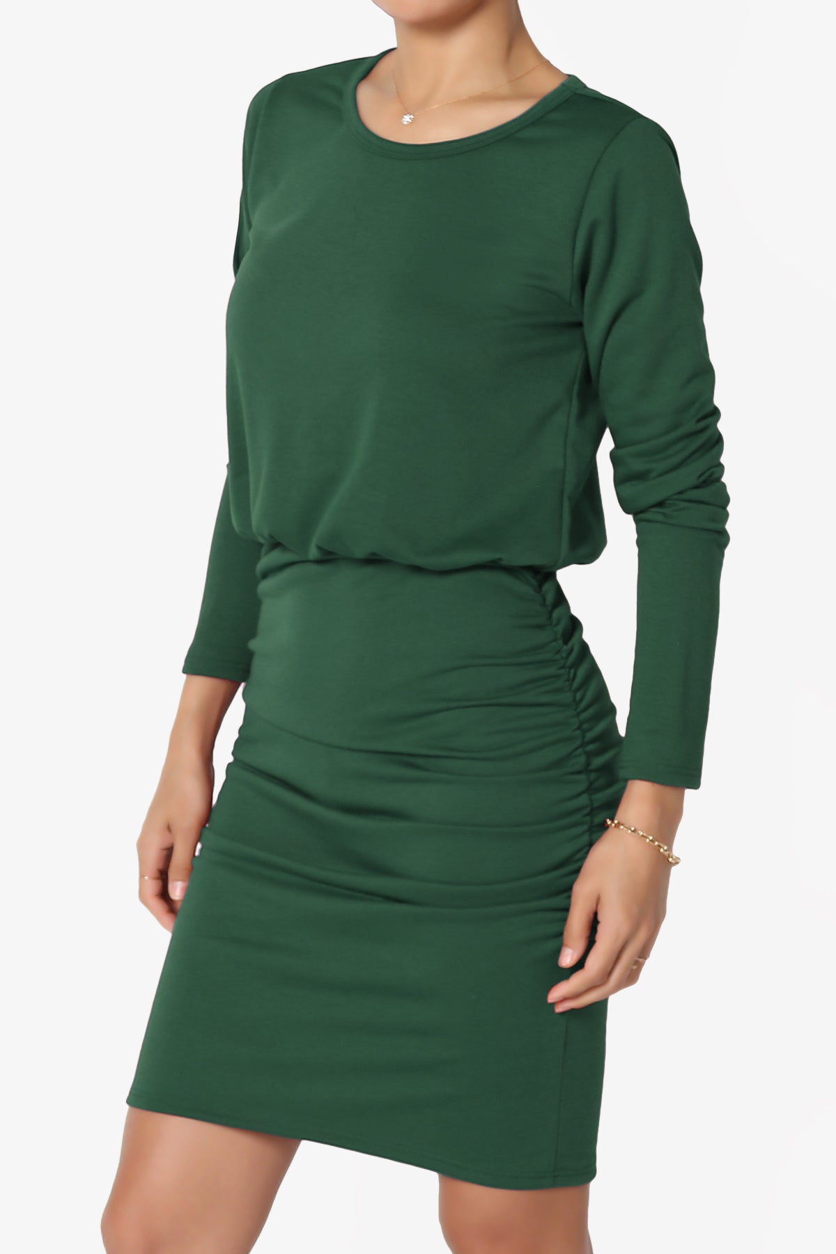 Prowl Ruched Long Sleeve T-Shirt Dress PLUS