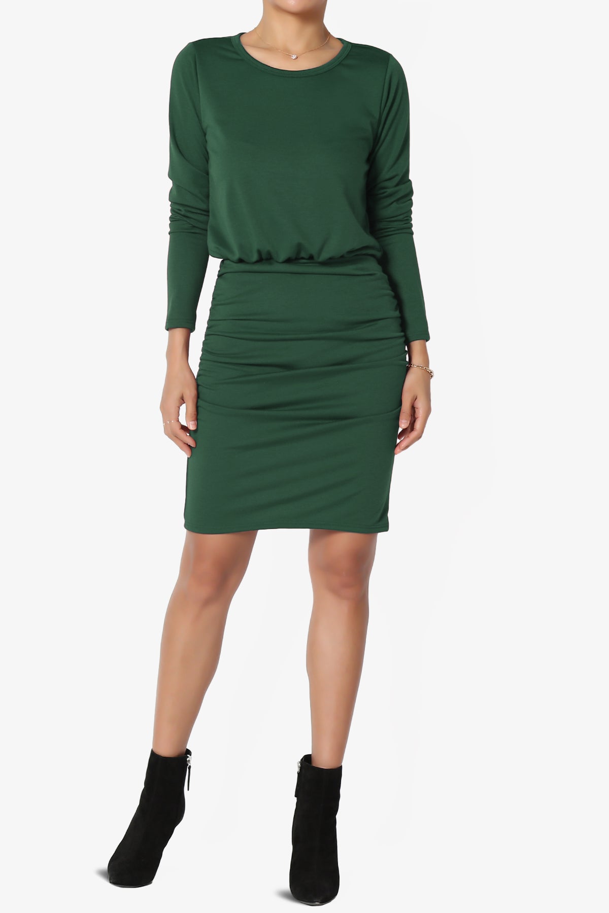 Prowl Ruched Long Sleeve T-Shirt Dress PLUS