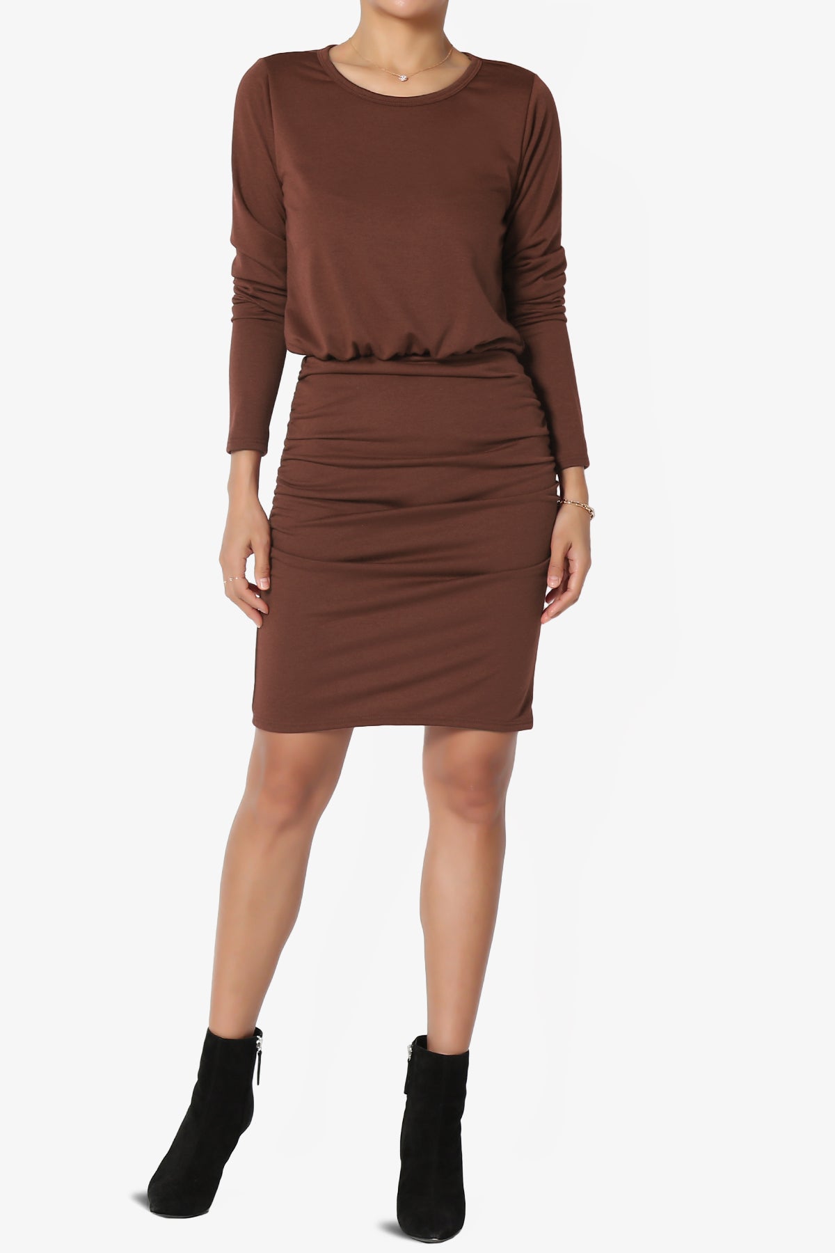 Prowl Ruched Long Sleeve T-Shirt Dress PLUS
