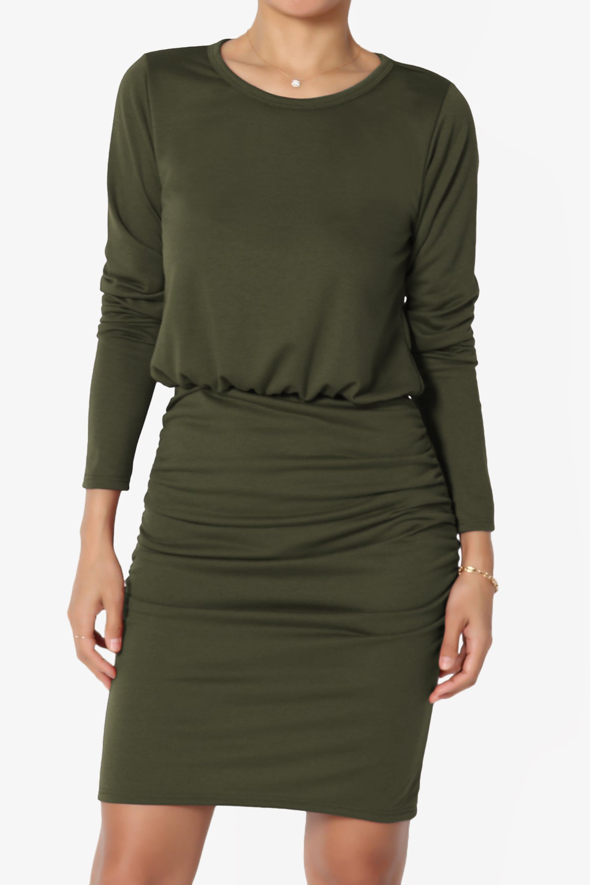 Prowl Ruched Long Sleeve T-Shirt Dress PLUS
