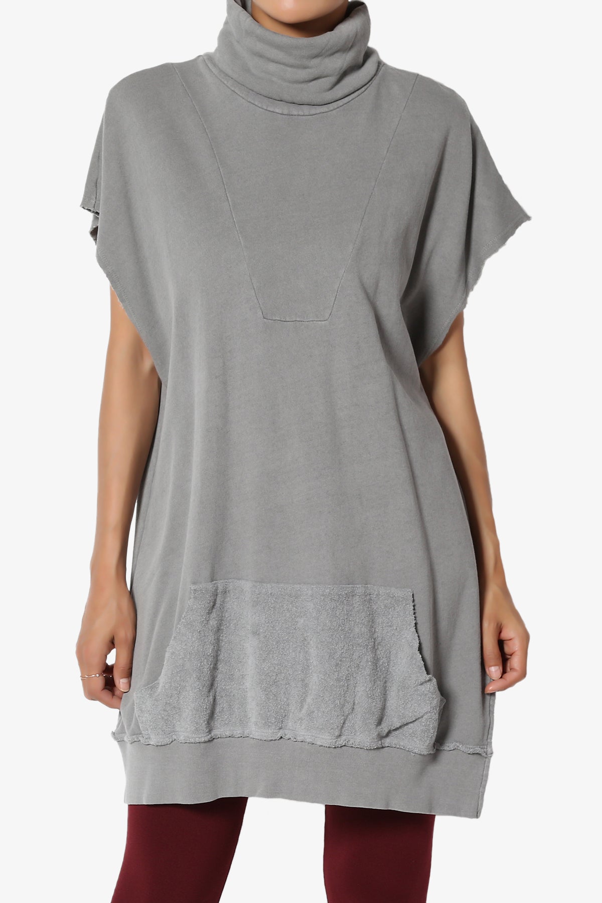 Cassidee French Terry Turtle Neck Tunic Vest GREY_1