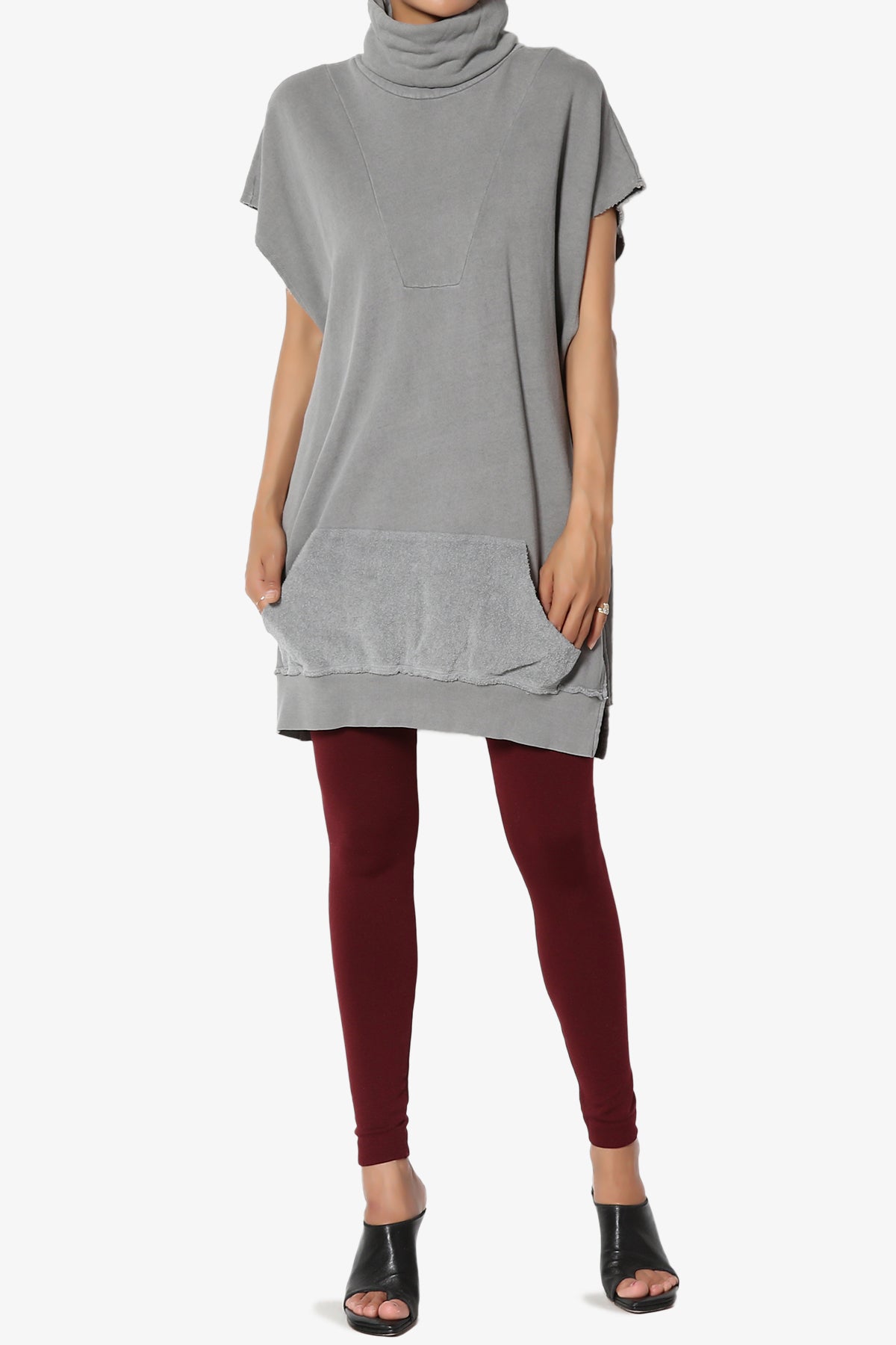 Cassidee French Terry Turtle Neck Tunic Vest GREY_6