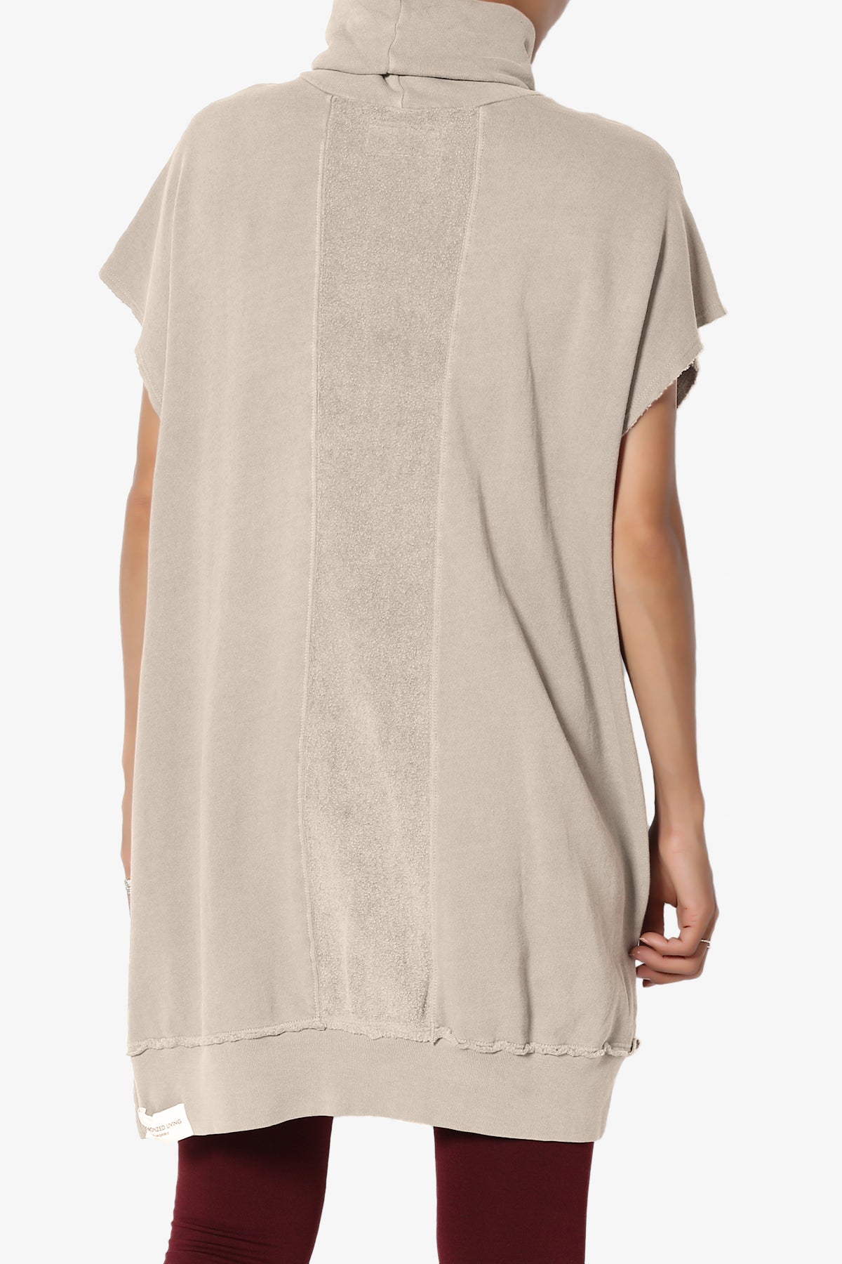 Cassidee French Terry Turtle Neck Tunic Vest SAND_2