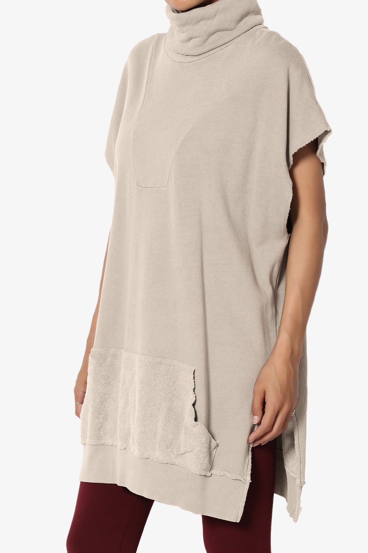 Cassidee French Terry Turtle Neck Tunic Vest SAND_3